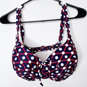 Vintage 1960’s 60’s Bali Bikini Top Underwire Pinup Swimsuit Blue Red Size 36D